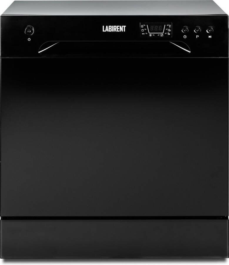 Labirent DDD08-55BM Mini Vaatwasser 8 Couverts 7 Programma s 3 Jaar Garantie Kleine Vrijstaande Afwasmachine Zwart