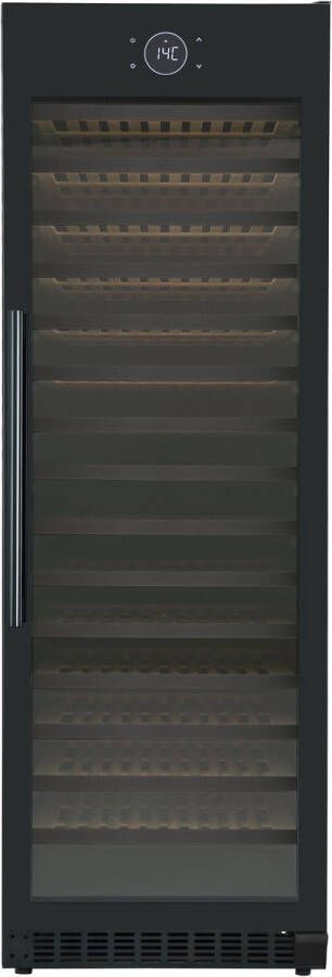 Le Chai LMN1820F Vrijstaande wijnkoelkast voor 182 Flessen Zwart glas 1 zone Geventileerde koeling Temperatuuralarm Witte LED-verlichting Energieklasse F Geluidsniveau 39 dB Inhoud 424 L