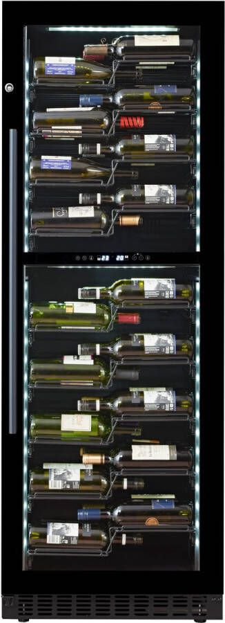 Le Chai PRO 1040B Wijnkoelkast 2 temperatuurzones 104 flessen Koolstoffilter Slot 38 dB 9 schuiflades Alarm Koolstoffilter Witte LED's