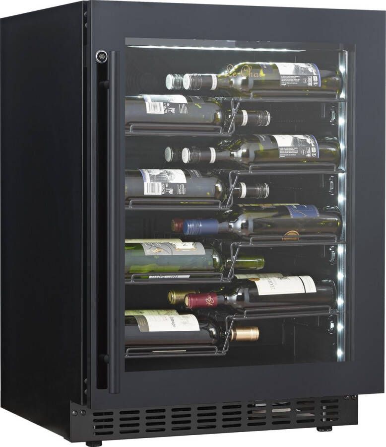 Le Chai PRO360M Inbouw of Vrijstaand 1 zone 36 Flessen Labelview Slot LED Verlichting zijdelings Koolstoffilter 4 Schuiflades Anti-UV 82 cm Hoog