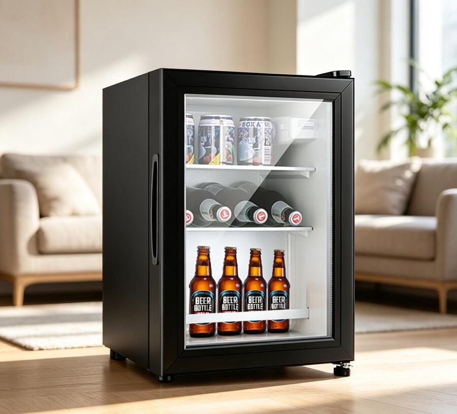 Learnlogic 36 liter drankkoeler zwart vrijstaande minikoelkast biedt ruimte aan 50 blikjes drank koelt op ultralage temperatuur geschikt voor thuis en op kantoor voor het bewaren van bier cocktails frisdranken en sappen 36*40*53 cm