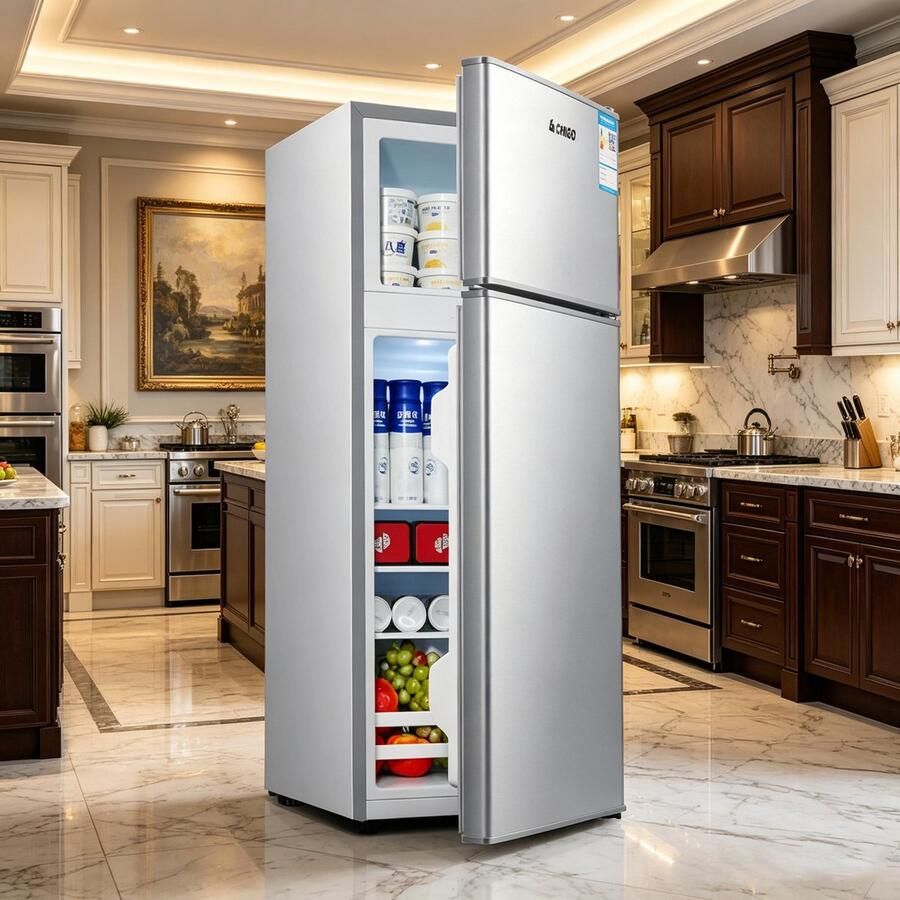 Learnlogic Deze mini koelkast met dubbele deur en een inhoud van 43 liter heeft een vriesvak Dankzij het compacte formaat is hij ruimtebesparend en daardoor geschikt voor slaapkamers woonkamers keukens kantoren of studentenkamers