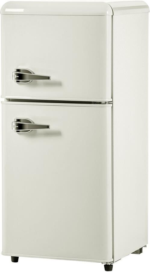 Learnlogic Koelkast 60 liter crème retro dubbeldeks koel vrieskast voor keuken en woonkamer thuisgebruik