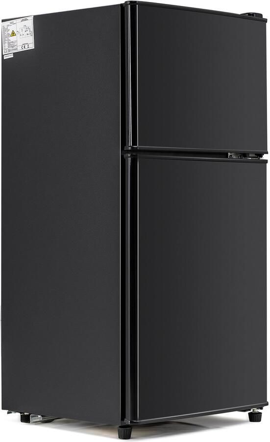 Learnlogic Koelkast 60 liter zwart compact dubbeldeks koel vrieskast voor keuken en woonkamer thuisgebruik
