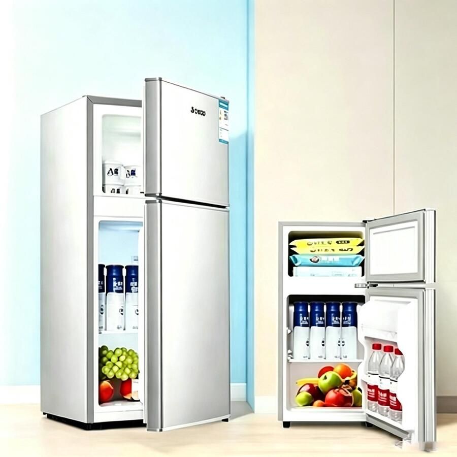 Learnlogic Mini koelkast met vriesvak 43 liter dubbele deuren compact model scheidbare koel en vriesruimte voor langdurige versheid geschikt voor slaapkamer keuken kantoor en studentenkamer