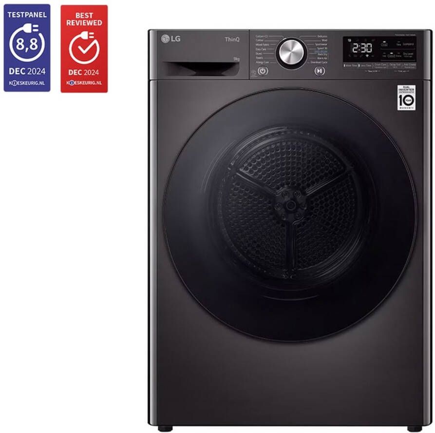 LG RH90V9LVEN wasdroger 9 kg C Dual inverter heatpump 62 dBA 14 programma's