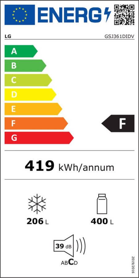 LG GSJ361DIDV Amerikaanse koelkast met Door-in-Door™ 606L inhoud Water- en ijsdispenser Moist Balance Crisper™ Total No Frost Inverter Linear Compressor
