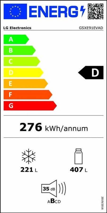 LG GSXE91EVAD Amerikaanse koelkast Zwart (blacksteel) Waterreservoir KNOCKKNOCK