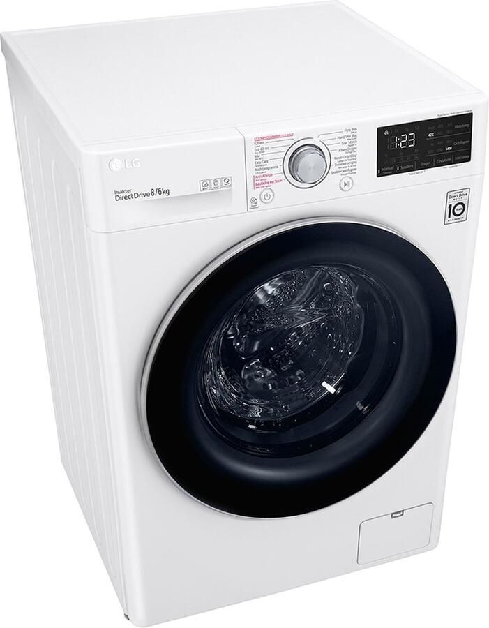 LG F4DV308S1E Was-droogcombinatie Vrijstaand Voorbelading Wit E 8 6 kg