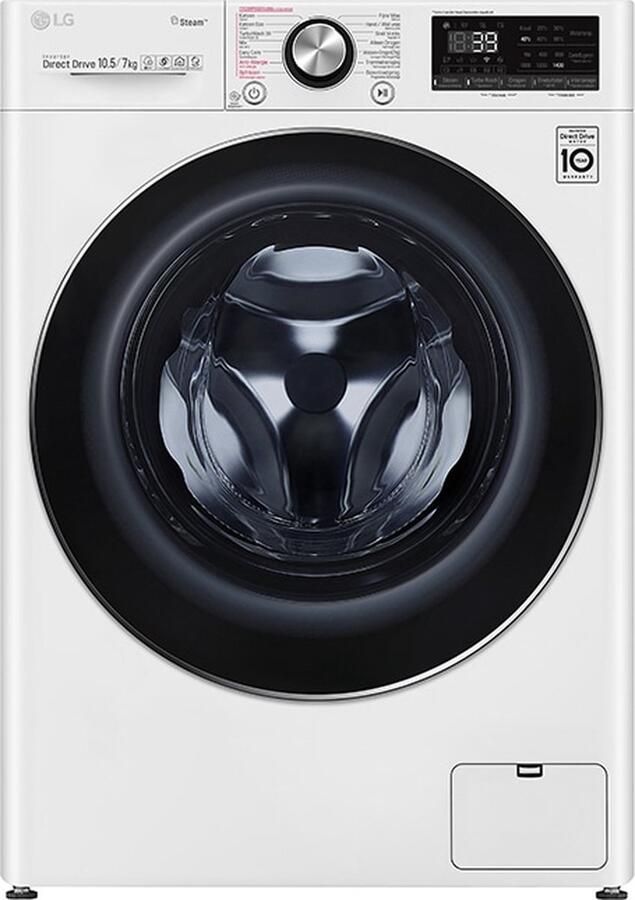 LG F4DV910H2E Was-droog combinatie 10.5kg 7kg met TurboWash 360 Perfect schoon in 39 minuten Slimme AI DD™ motor herkent je kleding E Minder strijken door stoom