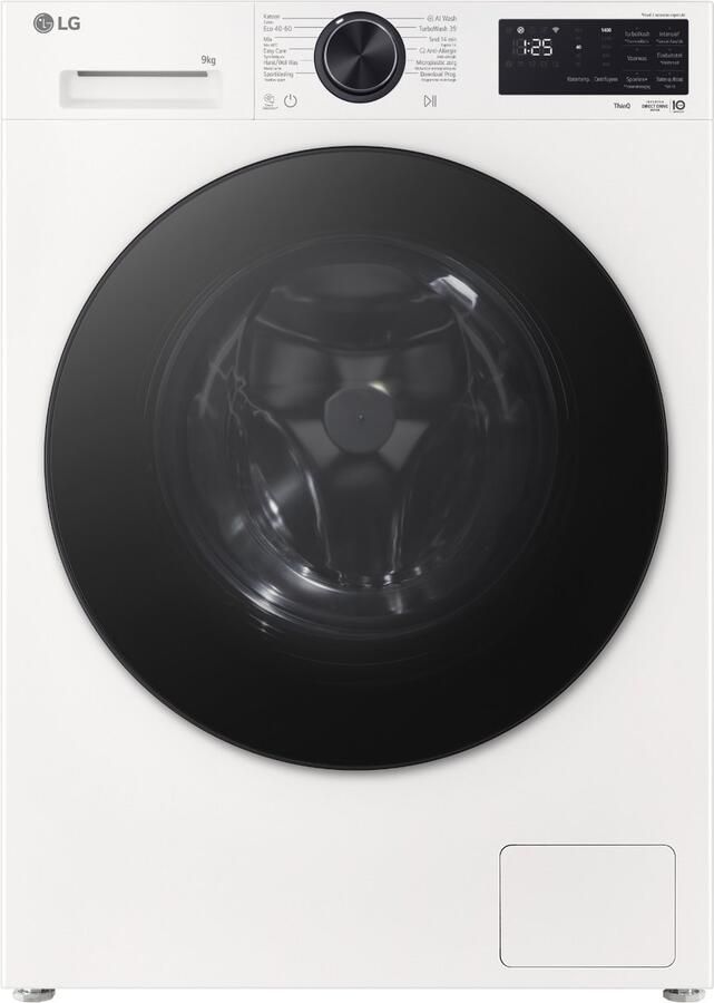 LG F4X5009TWB wasmachine 9 kg met AI DD voor betere stofverzorging TurboWash360˚ voor snel en grondig wassen in ca. 39 min Steam verwijdert allergenen en bacteriën ThinQ slimme bediening en stille duurzame Inverter Direct Drive. Energieklasse A