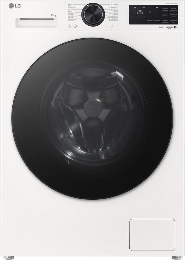 LG F4X5011TWB wasmachine 11 kg met AI DD voor betere stofverzorging TurboWash360˚ voor snel en grondig wassen in ca. 39 min Steam verwijdert allergenen en bacteriën ThinQ slimme bediening en stille duurzame Inverter Direct Drive. Energieklasse A