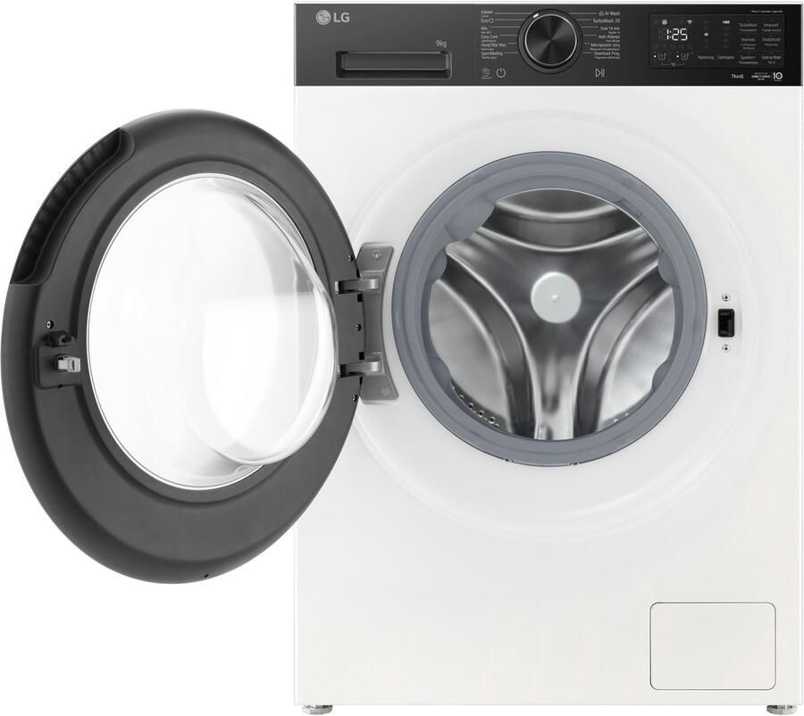 LG F4X5509THB wasmachine 9 kg wit met AI DD voor betere stofverzorging Inverter Direct Drive voor stille prestaties 6 Motion voor optimale bewegingen Steam en TurboWash360 voor sneller schoon. ezDispense doseert automatisch. Energieklasse A