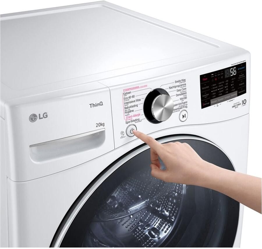 LG LC0R2N2 Wasmachine 20 kg met Intello DD en Inverter Direct Drive voor krachtig en betrouwbaar wassen TurboWash voor sneller schoon Spa Steam voor hygiënische zorg en ThinQ slimme bediening. Energieklasse B