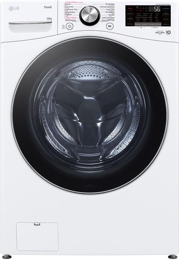 LG LC0R2N2 Wasmachine 20 kg met Intello DD en Inverter Direct Drive voor krachtig en betrouwbaar wassen TurboWash voor sneller schoon Spa Steam voor hygiënische zorg en ThinQ slimme bediening. Energieklasse B