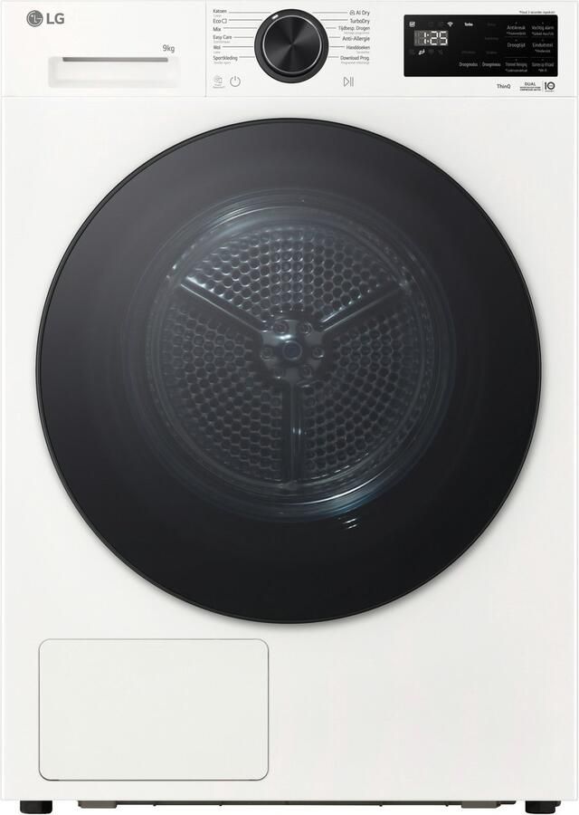 LG RHX5009TWB – stille warmtepompdroger met 9 kg energielabel B Sensor Dry en zelfreinigende condensor