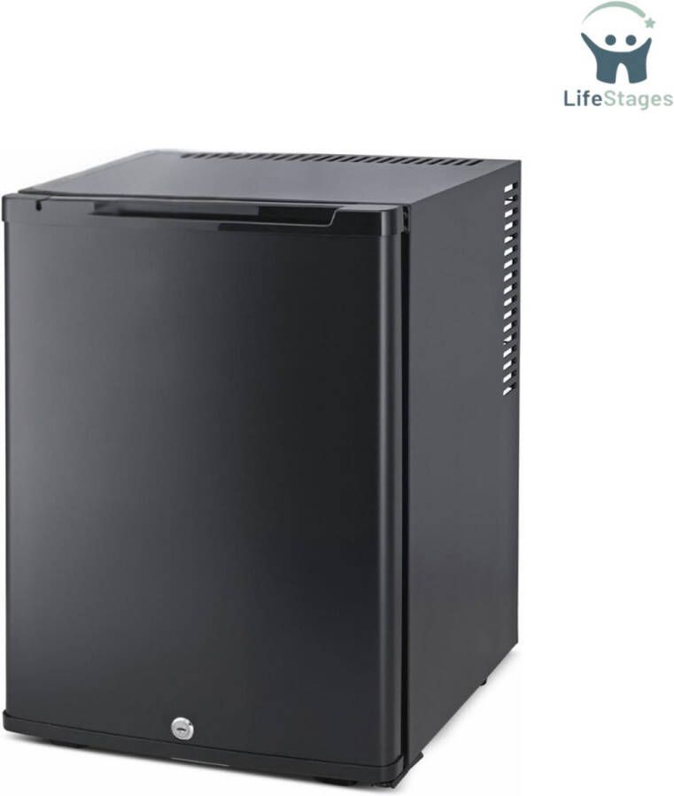 LifeStages Koelkast Tafelmodel Minikoelkast Afsluitbare Minikoelkast Geluidloze Drankenkoelkast Verwisselbare Deurscharnieren LED-Verlichting Zonder Vriezer 40L