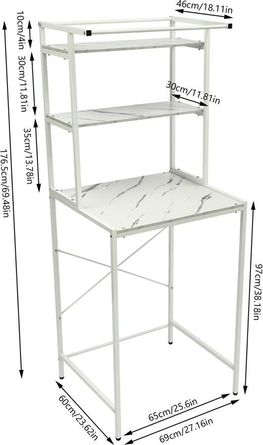 M Goods M-Goods Wasmachine Rek 3-Laags Wasmachine Ombouw Opbergrek Wasmachine Kast met Verhoger 176 5 cm 3 Kleuren