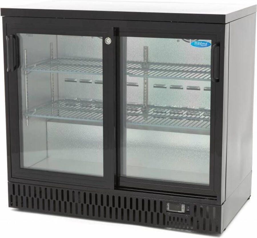 Maxima Flessenkoelkast 227L 2 Schuifdeuren Koelkast met Glazen Deur & Slot