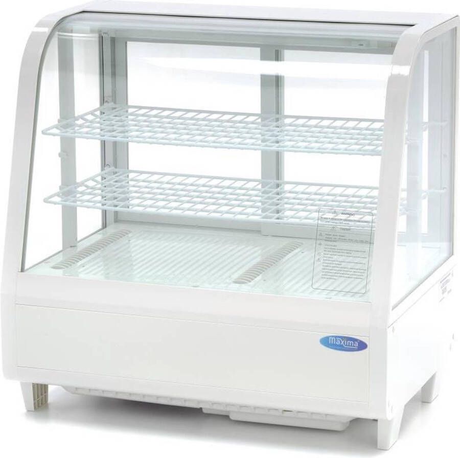 Maxima Gebaksvitrine 100 L 68 cm breed Wit Koelvitrine Horeca Displaykoeler Unieke Koelcyclus Koelkast 100 liter