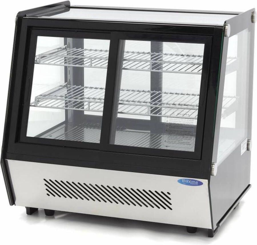 Maxima Gebaksvitrine 125 L 71 cm Schuifdeuren Voor en Achter Koeling Koelvitrine