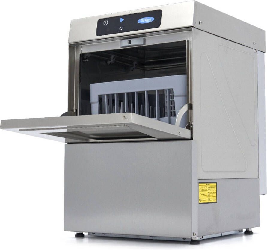Maxima Glazenspoelmachine 35 x 35 cm met Afvoer- Glansspoel- en Zeeppomp Digitaal Display 230V