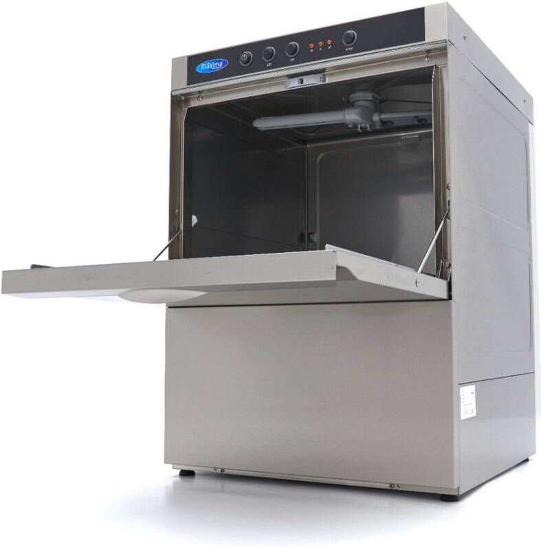 Maxima Horeca Vaatwasser 50 x 50 cm met Afvoer- Glansspoel- en Zeeppomp 400V