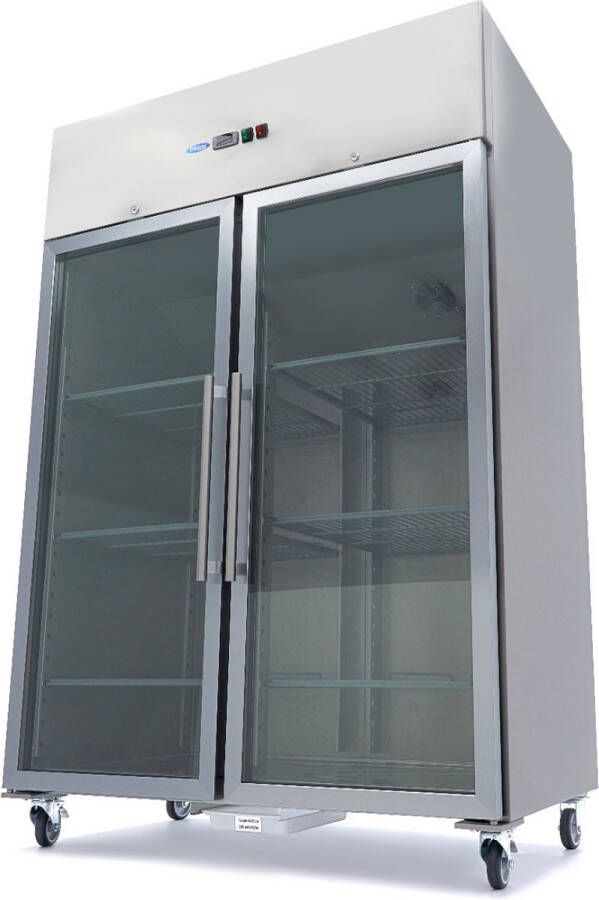 Maxima Koelkast 1200 L 6 Verstelbare Roosters (2 1 GN) Rvs met Glazen Deur - Foto 3