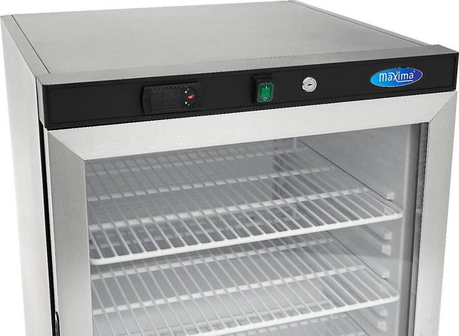 Maxima Koelkast 200 L Zwart met Glazen Deur