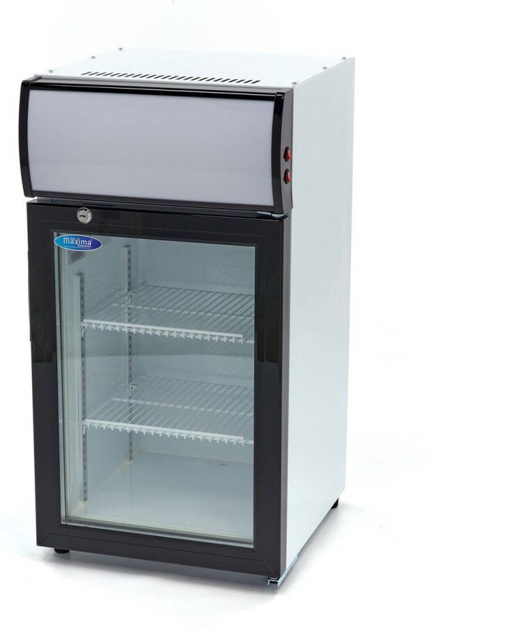 Maxima Koelkast 50 L 2 Verstelbare RVS Roosters Barkoeler Displaykoeler met LED verlichting Flessenkoeler Met verlicht Display