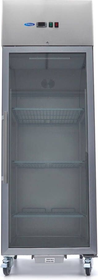 Maxima Koelkast 600 L 3 Verstelbare Roosters (2 1 GN) Rvs met Glazen Deur
