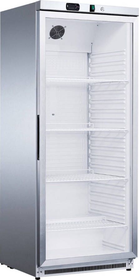 Maxima Koelkast 600 L RVS met Glazen Deur 4 Verstelbare Roosters Horeca Koeling Professioneel - Foto 3