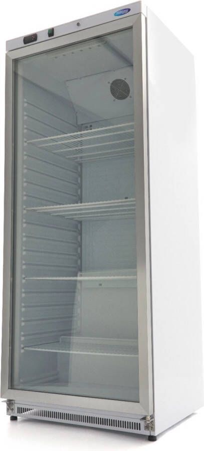 Maxima Koelkast 600 L Wit met Glazen Deur 4 Verstelbare Roosters Horeca Koeling Professioneel