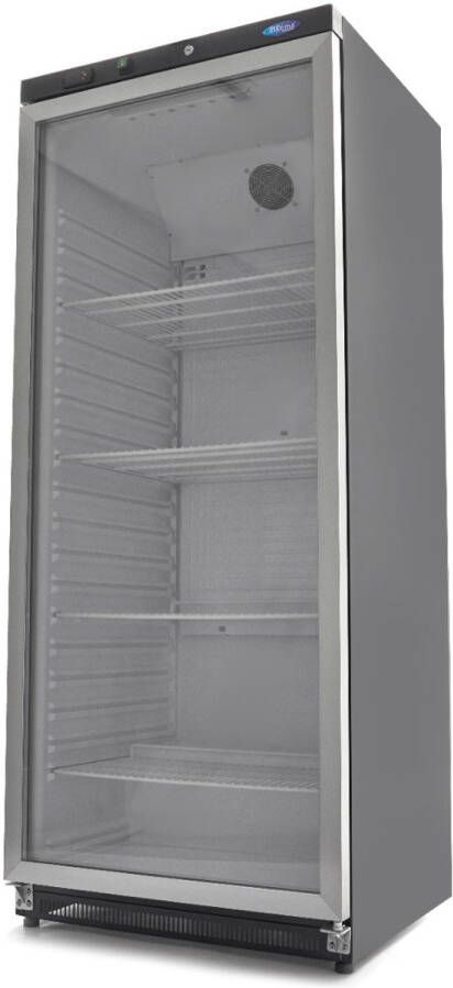 Maxima Koelkast 600 L Zwart met Glazen Deur 4 Verstelbare Roosters Horeca Koeling Professioneel