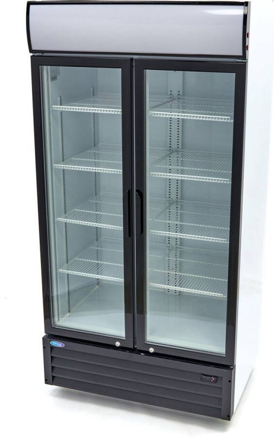 Maxima Koelkast 800 L 8 Verstelbare Roosters Barkoeler Professionele Koeling Displaykoeler Met LED-verlichting en Promotiepaneel Flessenkoeler