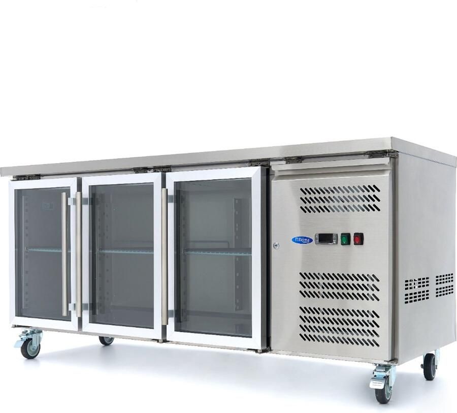 Maxima Koelwerkbank 417 L 180 cm 3 Glazen Deuren