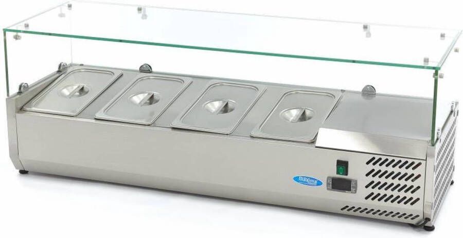 Maxima Opzetkoelvitrine 120 cm breed 4 x 1 3 GN Bakken Opzet Koeling Unieke Koelcyclus Horeca Koelvitrine