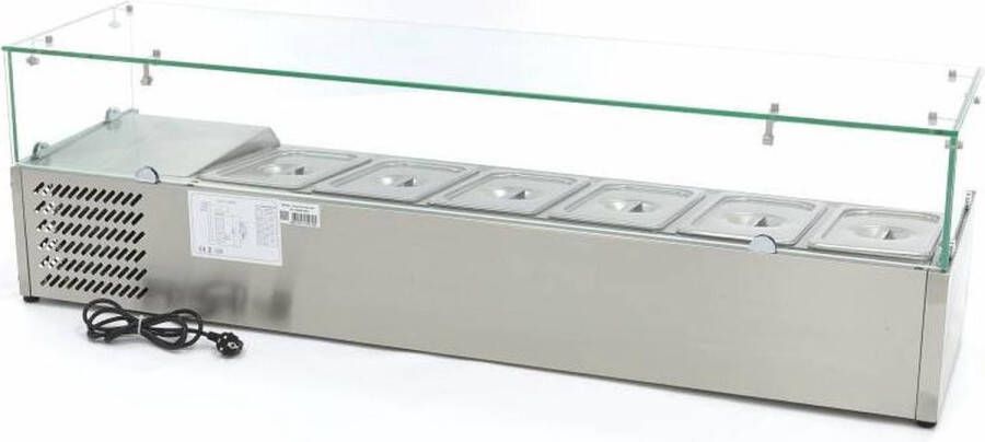 Maxima Opzetkoelvitrine 150 cm breed 6 x 1 3 GN Bakken Opzet Koeling Unieke Koelcyclus Horeca Koelvitrine