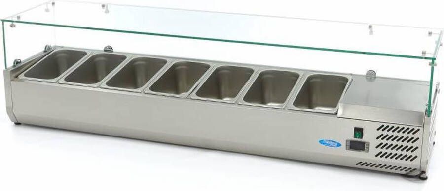 Maxima Opzetkoelvitrine 160 cm breed 7 x 1 3 GN Bakken Opzet Koeling Unieke Koelcyclus Horeca Koelvitrine - Foto 2
