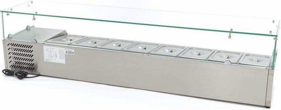 Maxima Opzetkoelvitrine 180 cm breed 8 x 1 3 GN Bakken Opzet Koeling Unieke Koelcyclus Horeca Koelvitrine - Foto 2