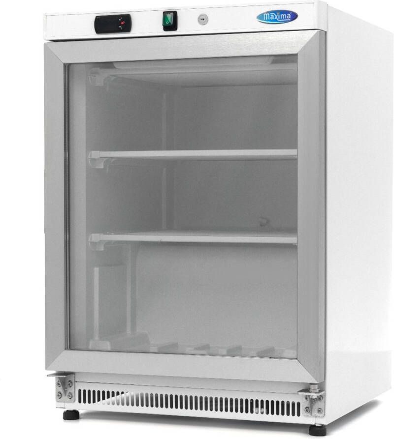 Maxima Vrieskast 200 L Wit met Glazen Deur Professionele Vriezer Tafelmodel Speciale Koelcyclus 200 liter Diepvries