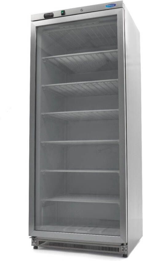 Maxima Vrieskast 600 L RVS met Glazen Deur Professionele Vriezer Speciale Koelcyclus 600 liter Diepvries