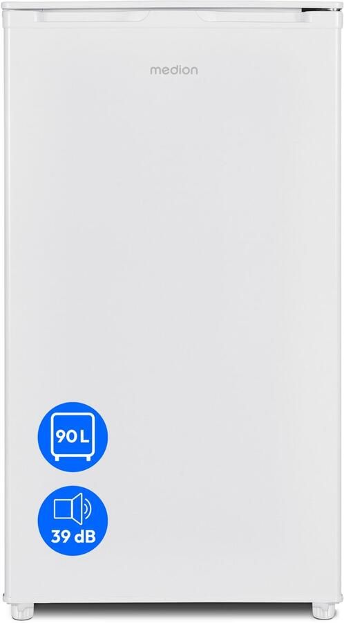 MEDION koelkast met ijsblokjescompartiment (90L totale nuttige inhoud 80L koelcompartiment 10L ijsblokjescompartiment transparante groentelade vrijstaand verwisselbaar deurscharnier in hoogte vers