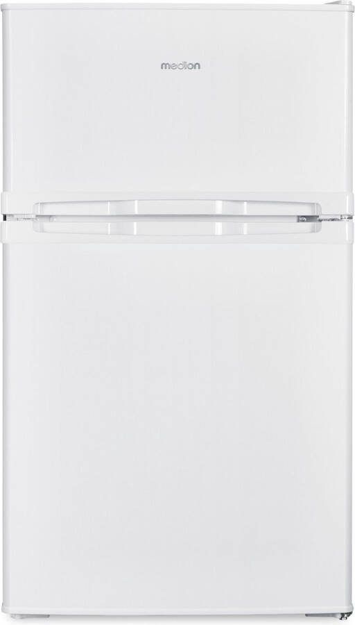 MEDION Mini koel-vriescombinatie (85 liter 61L koelgedeelte 24L vriesgedeelte vrijstaand 40 dB transparante groentelade deurscharnier verwisselbaar MD 37689) wit