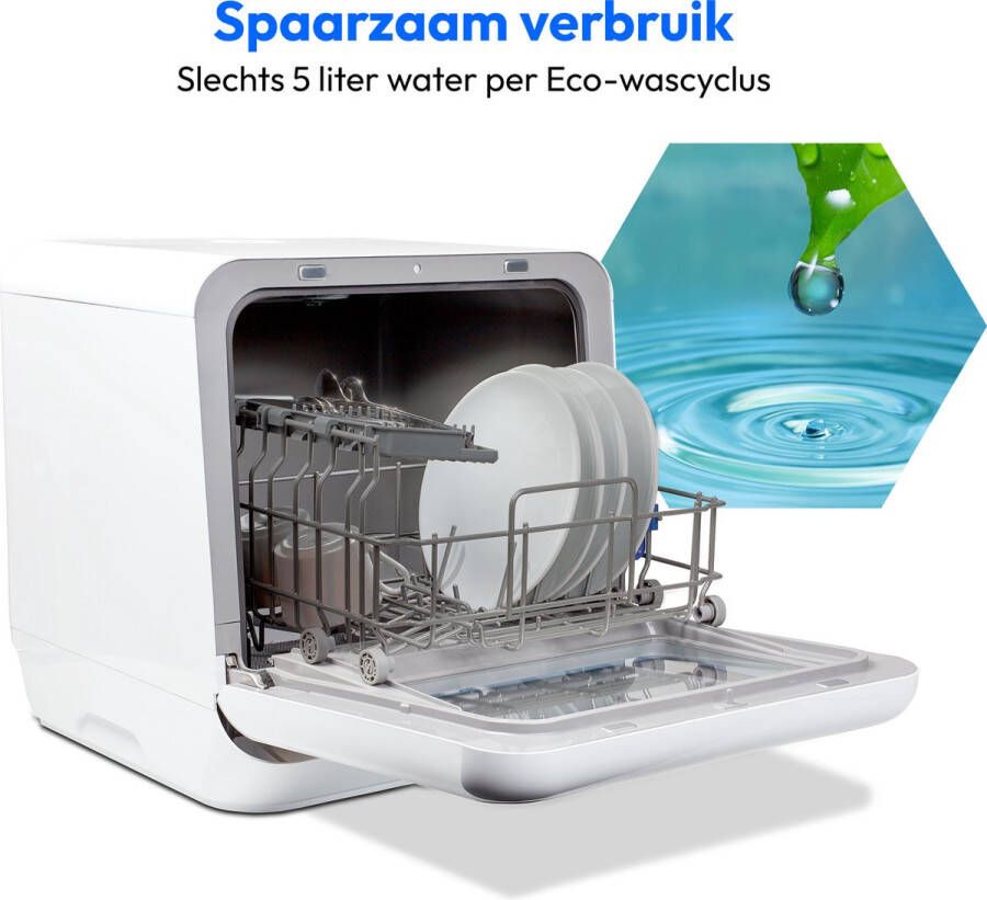 MEDION mini-vaatwasser DWT20 (tafelmodel vaatwasser 2 couverts werkt met zonder wateraansluiting 6 reinigingsprogramma's babyflessen vooraf ingestelde starttijd vrijstaand) - Foto 2
