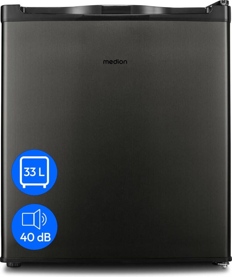 MEDION Mini Gefrierschrank (33 Liter Nutzinhalt 51cm hoch höhenverstellbare Füße Griffmulde manuelle Temperatureinstellung Stern-Einstufung 4 Sterne MD37675) grau - Foto 2