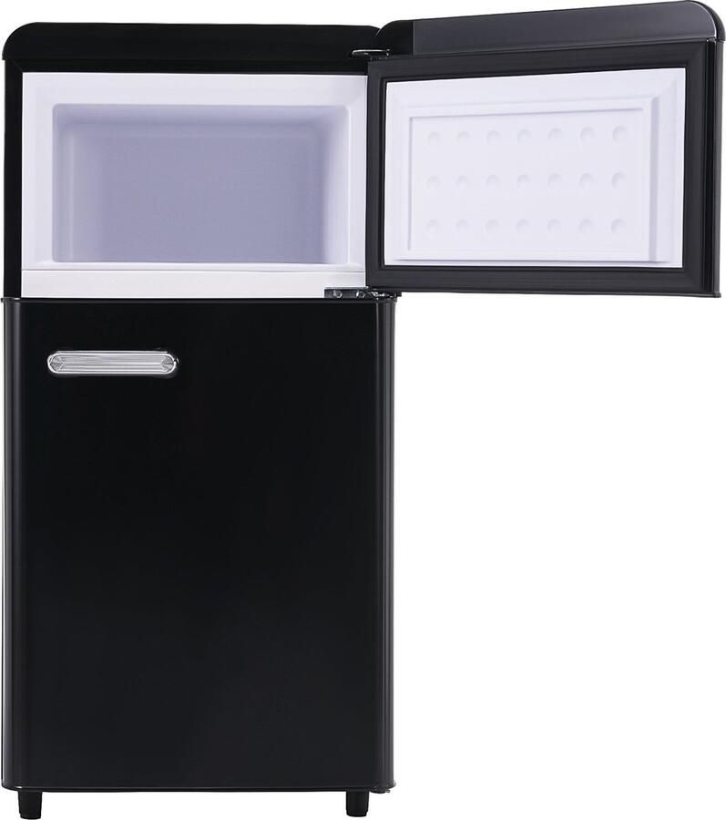 Merax Retro-Kühlschrank oberer und unterer Doppeltür-Kühlschrank 72 Liter Gesamtvolumen mit 21 Liter Gefriervolumen 120 kWh Jahr LED-Licht. Erhältlich in verschiedenen Farben. [Energieklasse E]