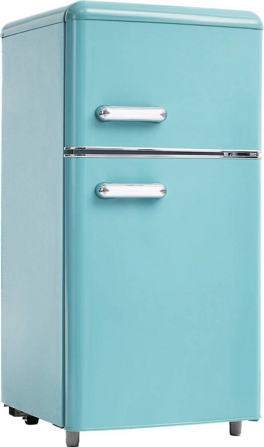 Merax Retro-Kühlschrank oberer und unterer Doppeltür-Kühlschrank 72 Liter Gesamtvolumen mit 21 Liter Gefriervolumen 120 kWh Jahr LED-Licht. Erhältlich in verschiedenen Farben. [Energieklasse E] - Foto 2