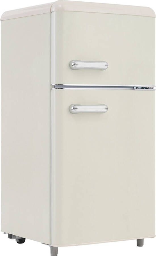 Merax Retro Mini Koelkast 72L – Koel-vriescombinatie met 21L Vriesvak – 91 cm Hoog – LED-Verlichting & Instelbare Temperatuur – Energieklasse E – Wit