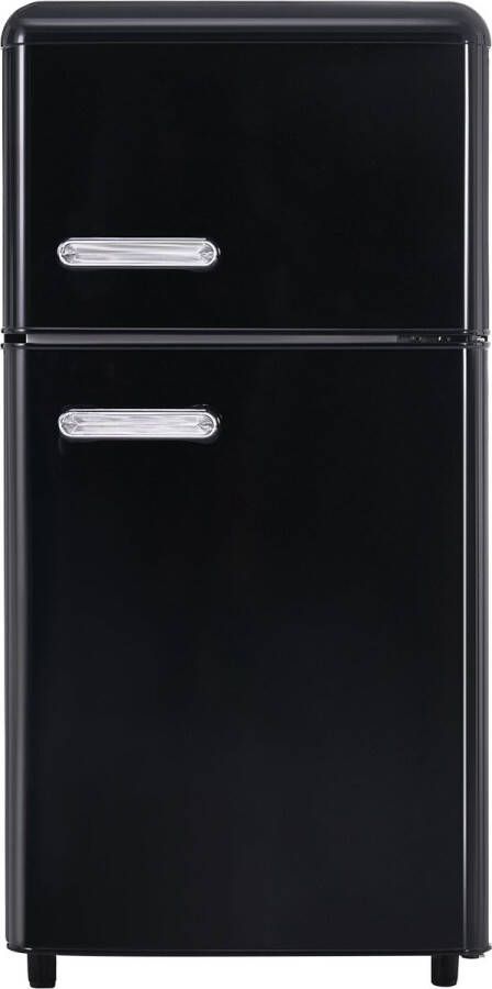 Merax Retro-Kühlschrank oberer und unterer Doppeltür-Kühlschrank 72 Liter Gesamtvolumen mit 21 Liter Gefriervolumen 120 kWh Jahr LED-Licht. Erhältlich in verschiedenen Farben. [Energieklasse E]